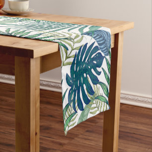 Coastal Palm Leaves Short Table Runner
