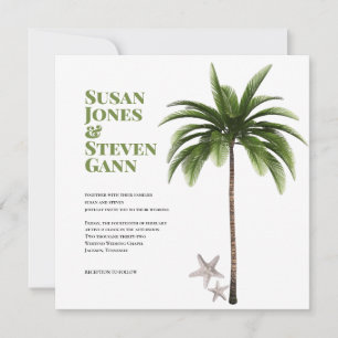 Coastal Palm Tree Bold Typography Beach Wedding Invitation