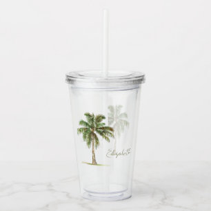 Coastal Palm Tree Personalized Acrylic Tumbler