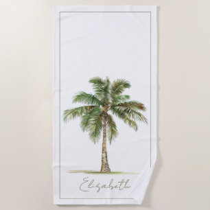 Coastal Palm Tree Personalized Beach Towel