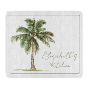 Coastal Palm Tree Personalized Cutting Board