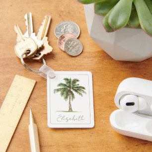 Coastal Palm Tree Personalized Keychain