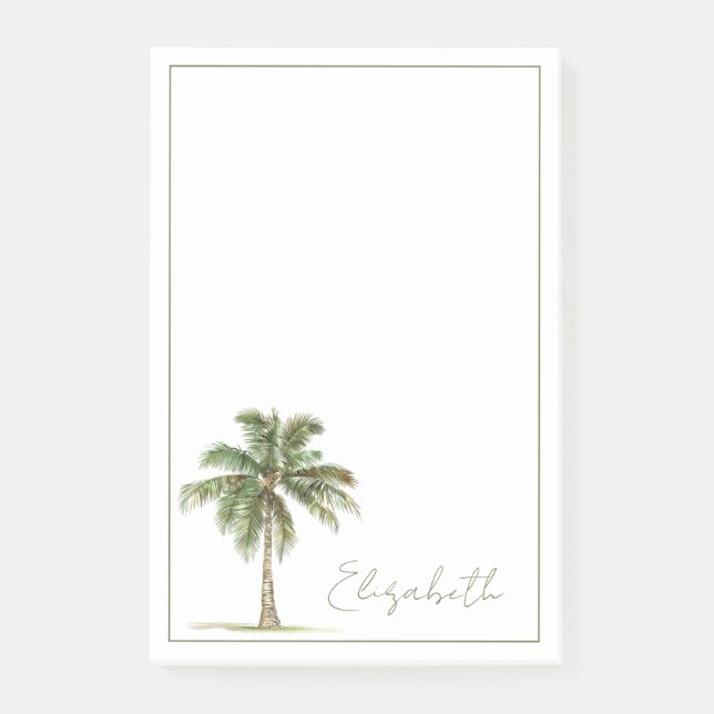 Coastal Palm Tree Personalized Post-it Notes (Front)