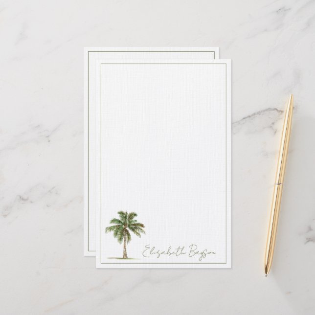 Coastal Palm Tree Personalized Stationery (Front/Back In Situ)