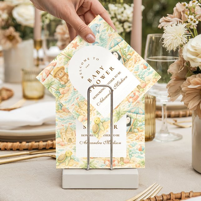 Coastal Pastel Animals Baby Shower Napkin (Creator Uploaded)