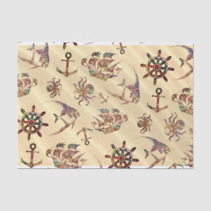 Coastal pattern on sand tissue paper