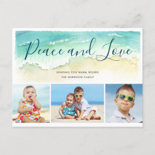 Coastal Peace & Love Holiday Photo Postcard