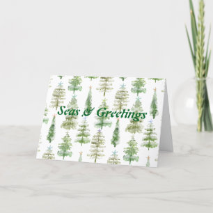 Coastal Pines Holiday Seas and Greetings Christmas Card