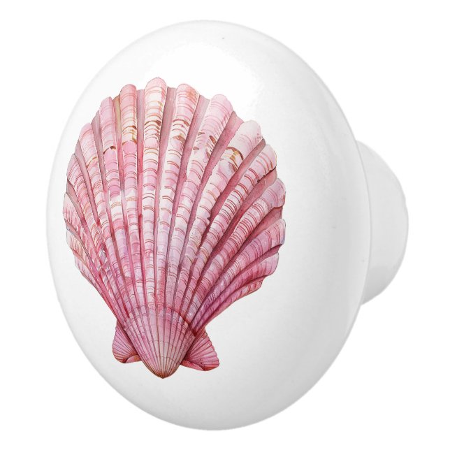 Coastal Pink Seashell Ceramic Knob (Right)