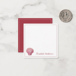 Coastal Pink Seashell on White Personalized Card