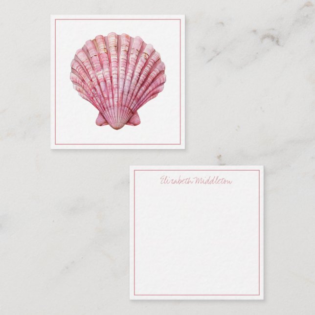 Coastal Pink Seashell Personalized Card (Front/Back)