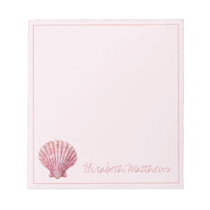 Coastal Pink Seashell Personalized Notepad