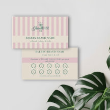 Coastal Pink Stripes Bakery Logo Loyalty Punch