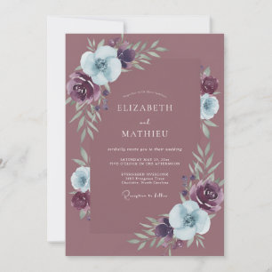 Coastal Plum Periwinkle Petal Wedding Invitation