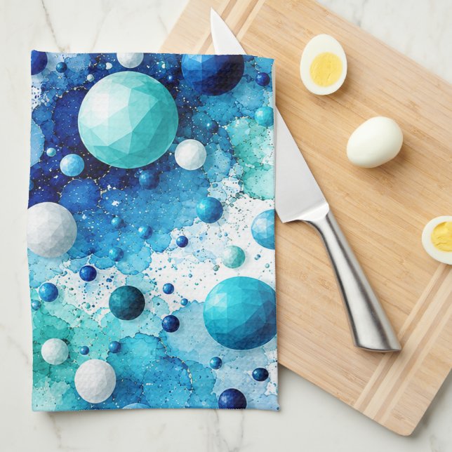 Coastal Poly Bubbles  Kitchen Towel (Quarter Fold)