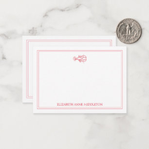 Coastal Preppy Red and White Lobster Personalized Card