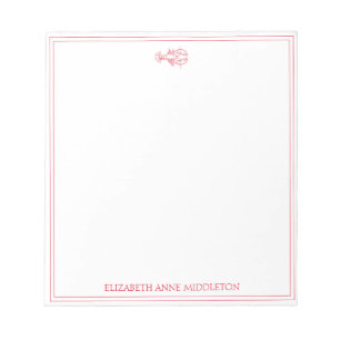 Coastal Preppy Red and White Lobster Personalized Notepad