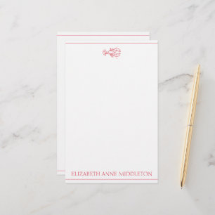 Coastal Preppy Red and White Lobster Personalized Stationery