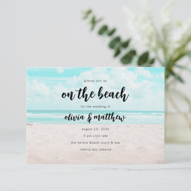 Coastal QR Code Destination Wedding Invitation (Standing Front)