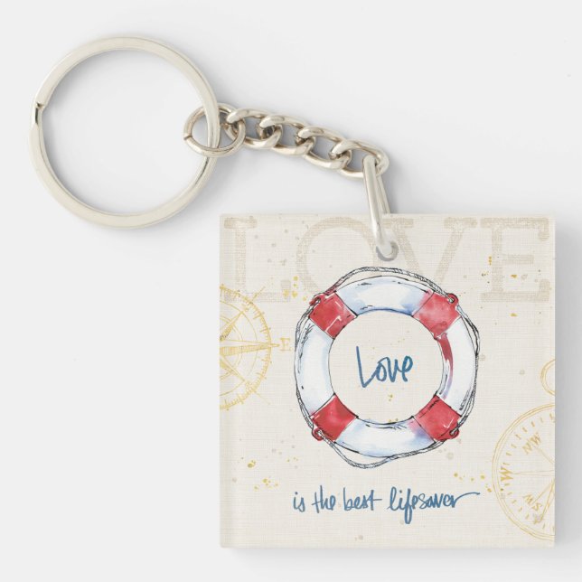 Coastal Quote | Love is the best lifesaver Keychain (Front)