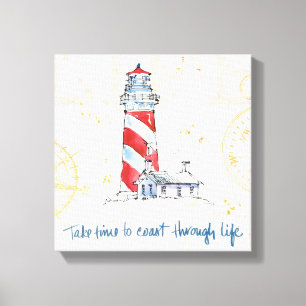 Coastal Quote   Take Time To Coast Through Life Canvas Print