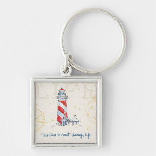 Coastal Quote   Take Time To Coast Through Life Keychain