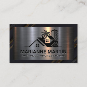 Coastal Real Estate Properties Metallic Black Business Card