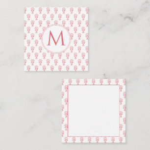 Coastal Red and White Lobsters Monogram Card