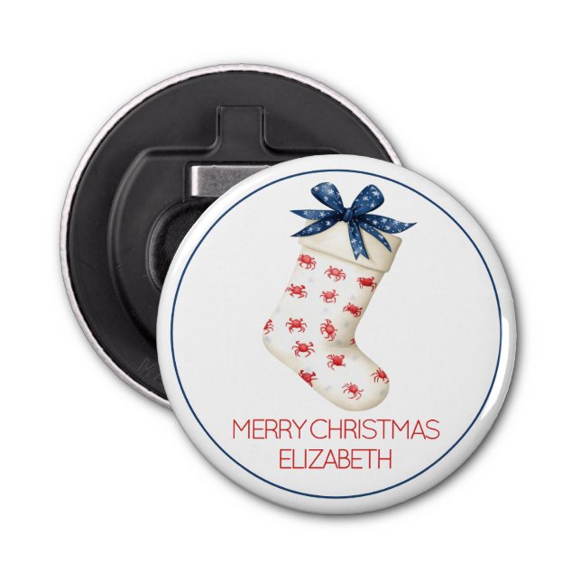 Coastal Red Crab Christmas Stocking Bottle Opener (Front)