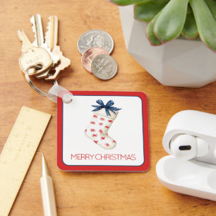 Coastal Red Crab Christmas Stocking Keychain