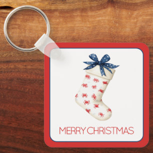 Coastal Red Crab Christmas Stocking Keychain