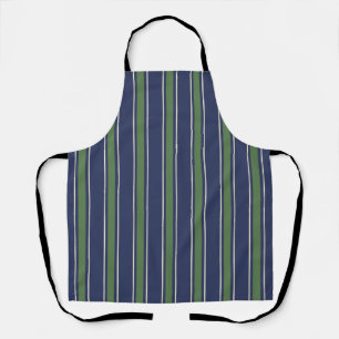 Coastal Resort Awning Stripe Kitchen Navy Green Apron