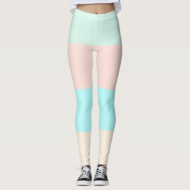 Coastal Retro Stripes Leggings (Front)