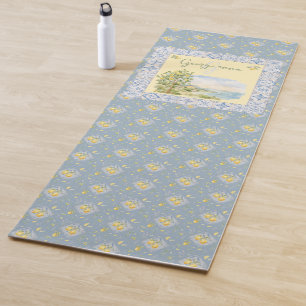 Coastal Riviera Monogram Tile Lemon Pattern Yoga Mat