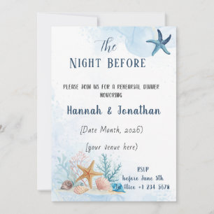 Coastal Romance Wedding Rehearsal Dinner Invitation