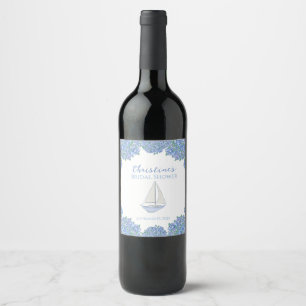 Coastal Sailboat Bridal Shower Thank You Wine Label