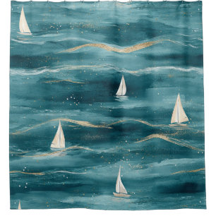 Coastal Sailboat Waves Nautical Pattern (3)