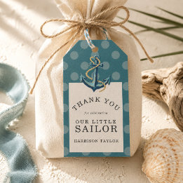 Coastal Sailor First Birthday Thank You Favour Tag