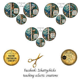 Coastal Saltwater 12 & 8" Rounds Beach Seashells Wrapping Paper Sheet