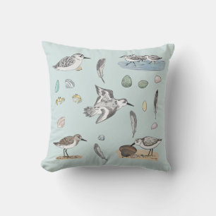 Coastal Sanderling Sandpipers   Outdoor Pillow