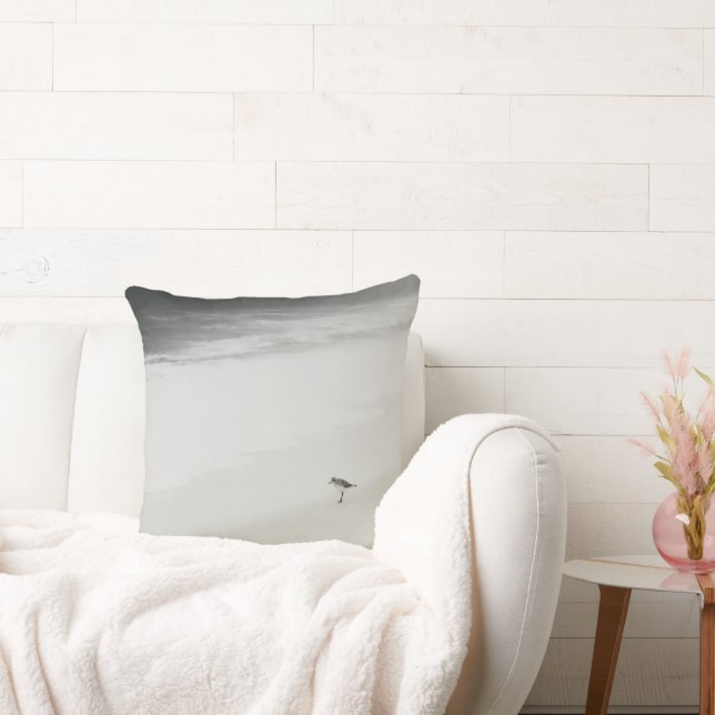 Coastal Sandpiper on the Beach Throw Pillow (Couch)