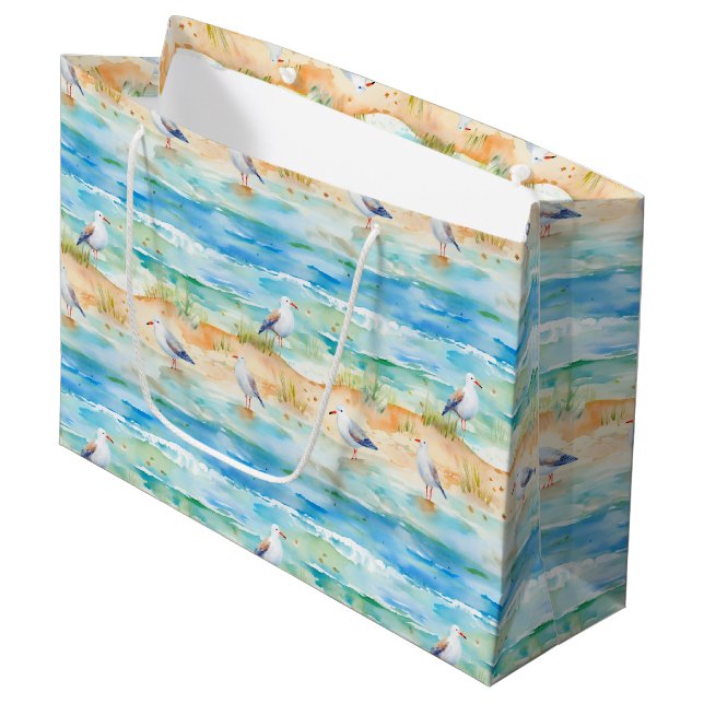 Coastal Sandpiper Shoreline Pattern (1) Large Gift Bag (Front Angled)