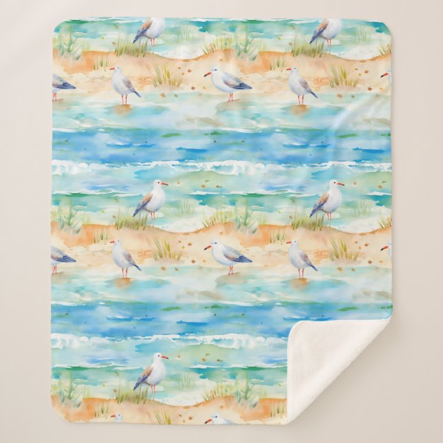 Coastal Sandpiper Shoreline Pattern (1) Sherpa Blanket (Front)