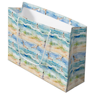 Coastal Sandpiper Shoreline Pattern (2) Large Gift Bag