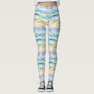 Coastal Sandpiper Shoreline Pattern (2) Leggings