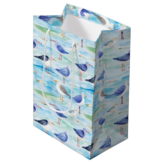 Coastal Sandpiper Shoreline Pattern (3) Medium Gift Bag (Front Angled)