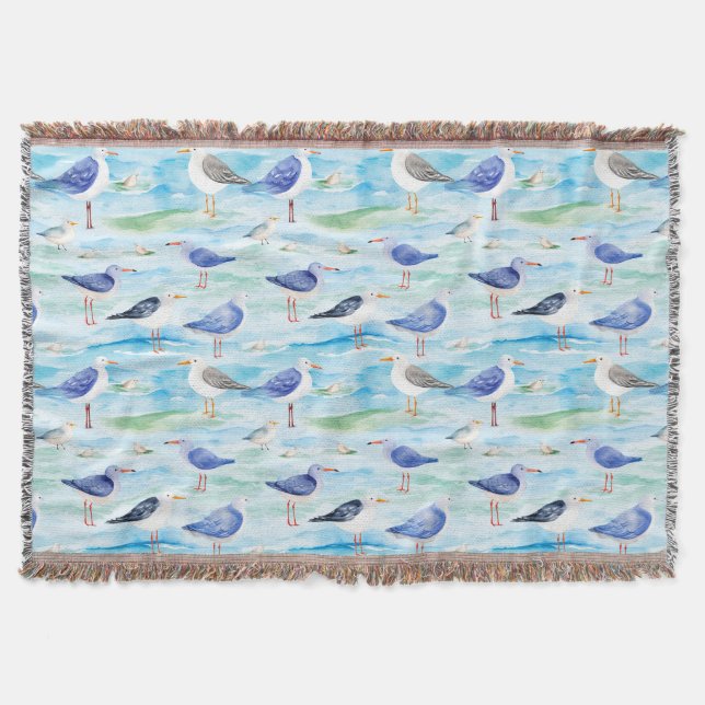 Coastal Sandpiper Shoreline Pattern (3) Throw Blanket (Front)