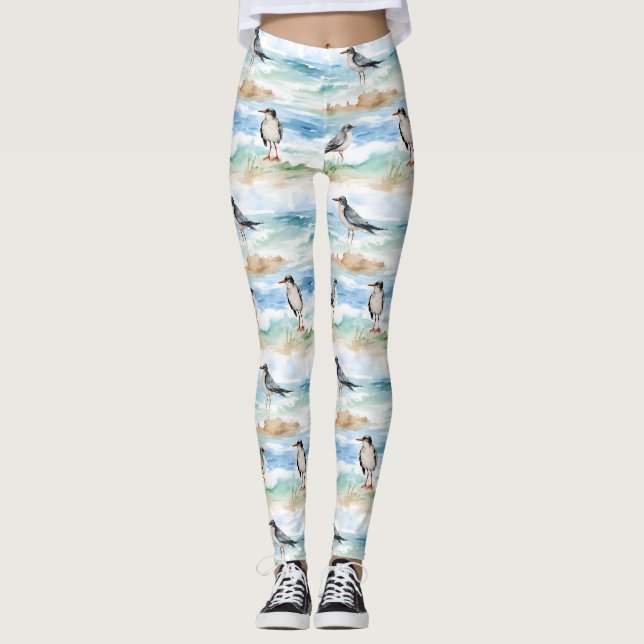 Coastal Sandpiper Shoreline Pattern (4) Leggings (Front)