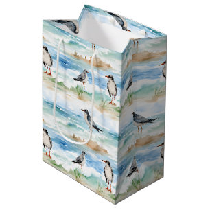 Coastal Sandpiper Shoreline Pattern (4) Medium Gift Bag