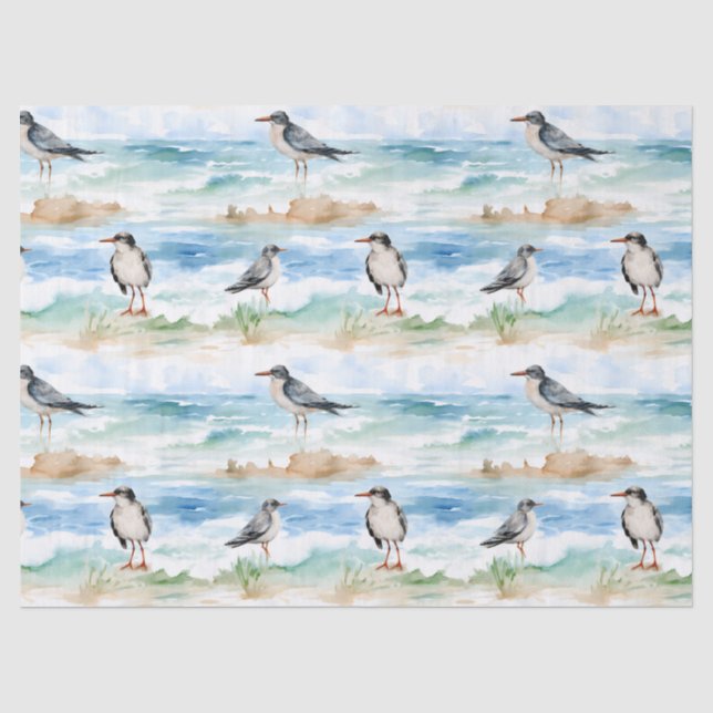 Coastal Sandpiper Shoreline Pattern (4) Tissue Paper (Front)
